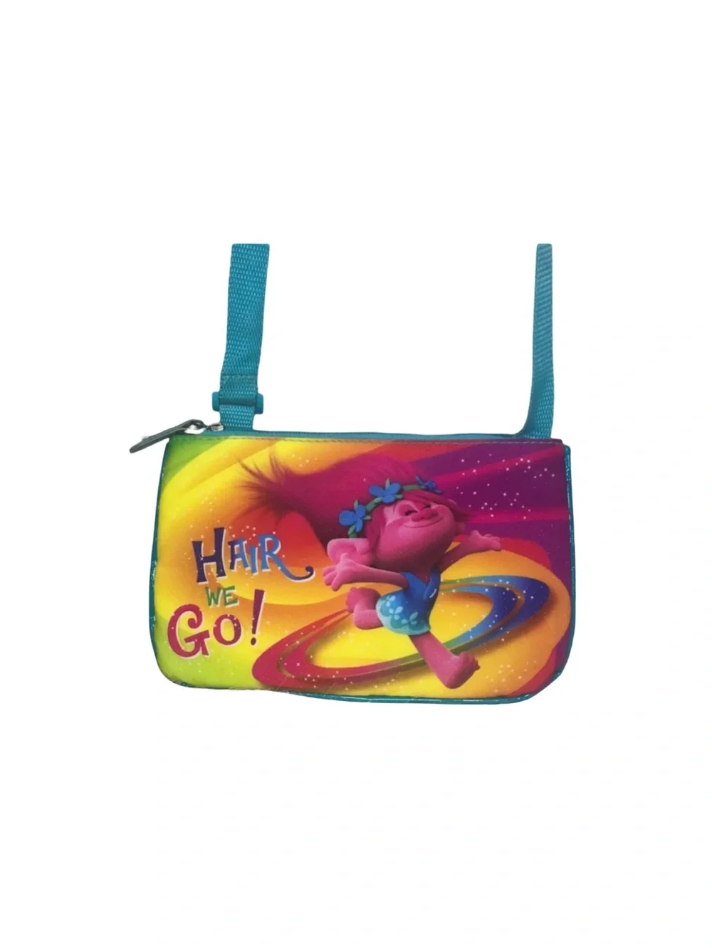 Trolls Purse Hair We Go! Crossbody Bag aqua blue with pink